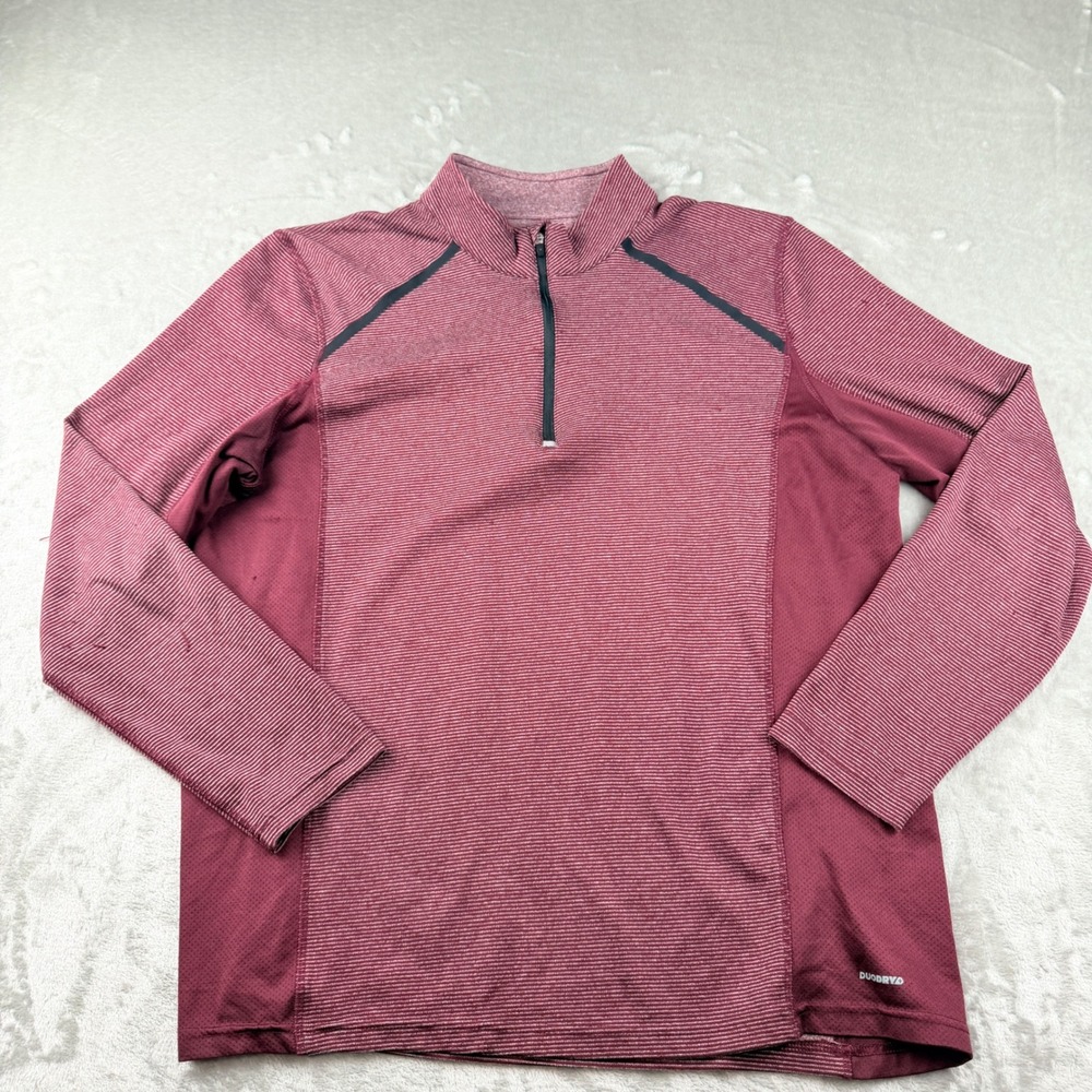 Champion C9 Duo Dry 1/4 Zip Pullover Men's Large Maroon Striped Activewear Top